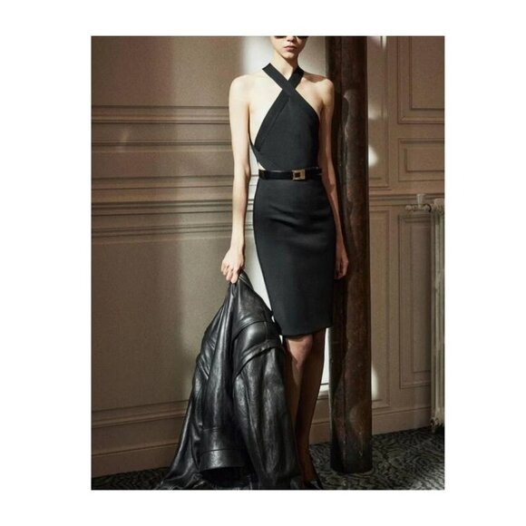 Saint Laurent Crossneck Bodysuit Top in Noir Small Womens Sleevless Top - Picture 12 of 16